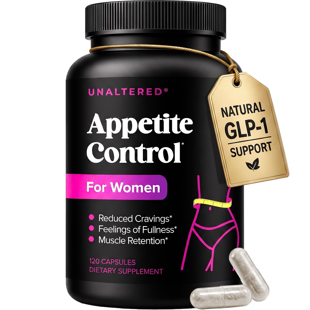 UNALTERED Appetite Suppressant per le donne - Aiuta a gestire Cravings, promuove la pienezza, & Supporta la perdita di peso - Integratore alimentare naturale con cromo picolinato e glucomannano - 120 capsule vegane