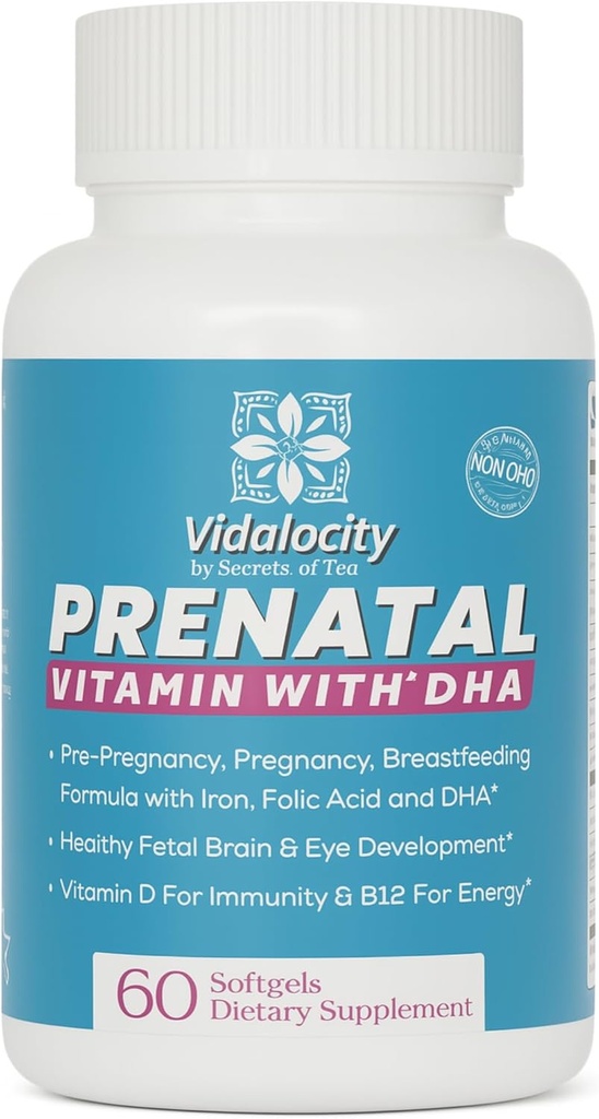 Vitamine prenatali per le donne, capsule multivitaminiche: Omega 3 Fish Oil (EPA/DHA), Magnesio, Folato, Vitamina D3, C, Vitamina B12, B6, Vitamina A, K & Zinc, 60 Conta (alimentazione 60 giorni)
