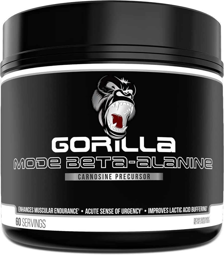 Gorilla Mind Beta-Alanine Carnosine Precursor,Enhanced Muscular Endurance, 3.2 Grammi per Serve