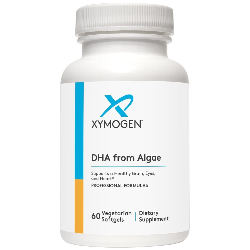 XYMOGEN DHA da Algae - DHA Omega-3 Supplemento - Supporta cervello, occhio, cuore + salute immunitaria (60 Softgels)