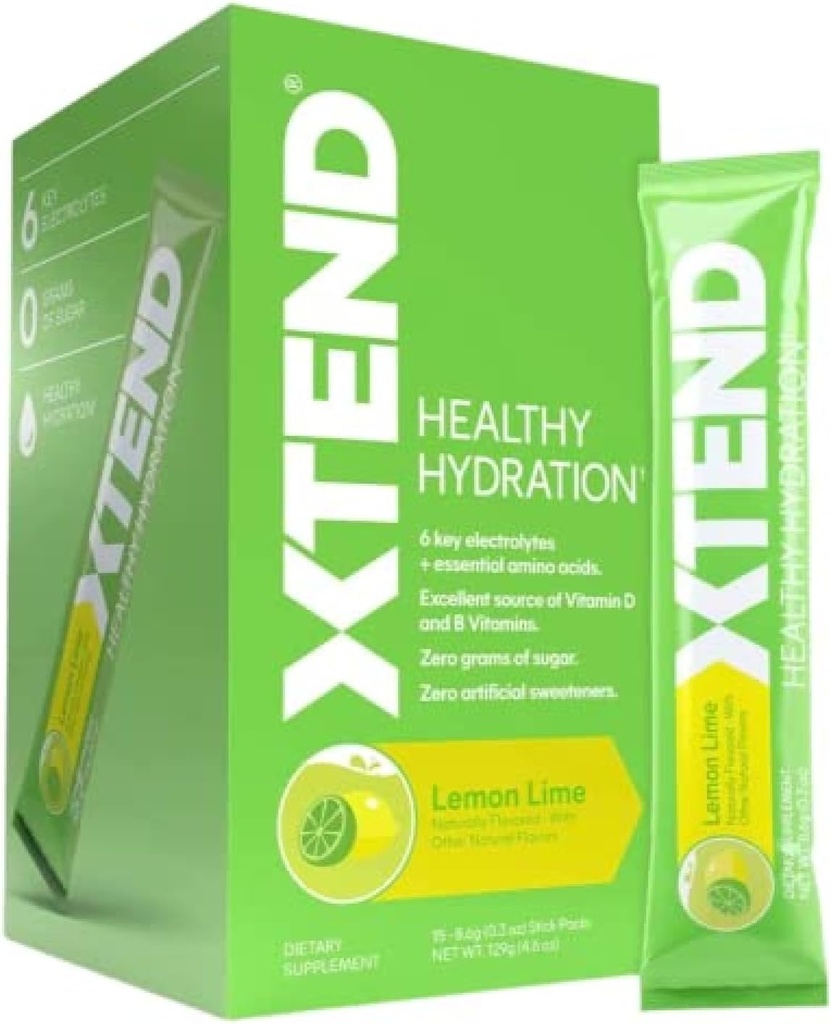 Xtend XTEND Lime Lime Limorale Limonico di Idratazione Superiore di Zucchero Zero Packets | 6 Key Electrolytes Drink Mix | Aminoacidi essenziali | Certificato NSF per lo sport | 15 Sticks