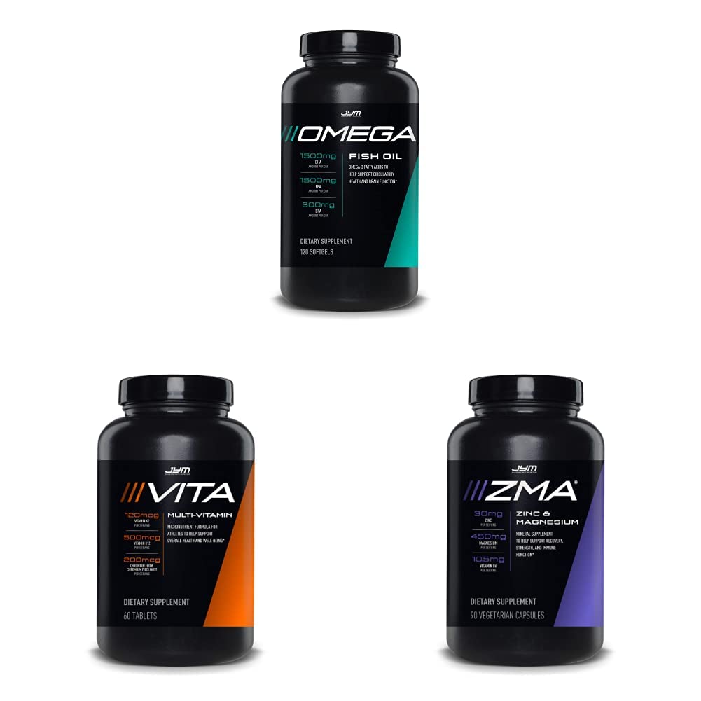 JYM Supplemento Scienza Omega JYM Fish Oil + Vita JYM Sport Multivitamin & Mineral Support ZMA