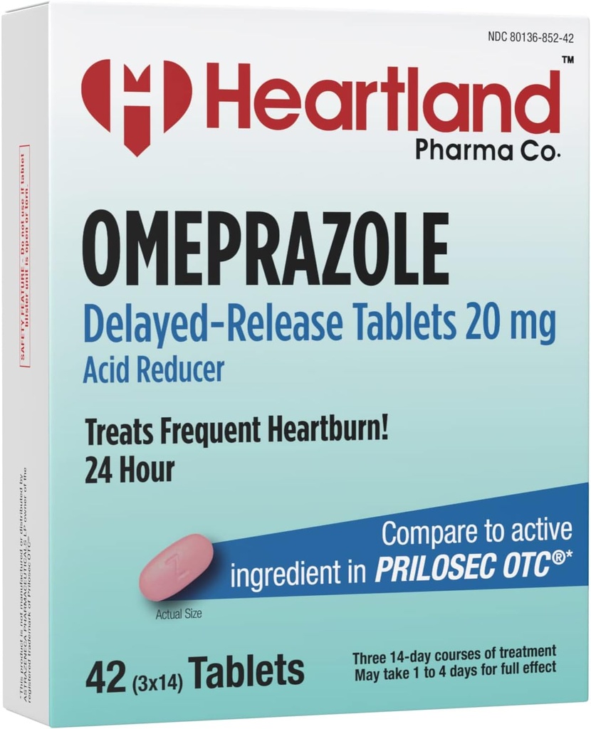 | Omeprazole 20mg | Medicina del sollievo da bruciore di stomaco | Compresse di riduzione dell'acido di rilascio ritardato | Compresse antecide per il riflusso acido | 42 Conte | 5-Pack