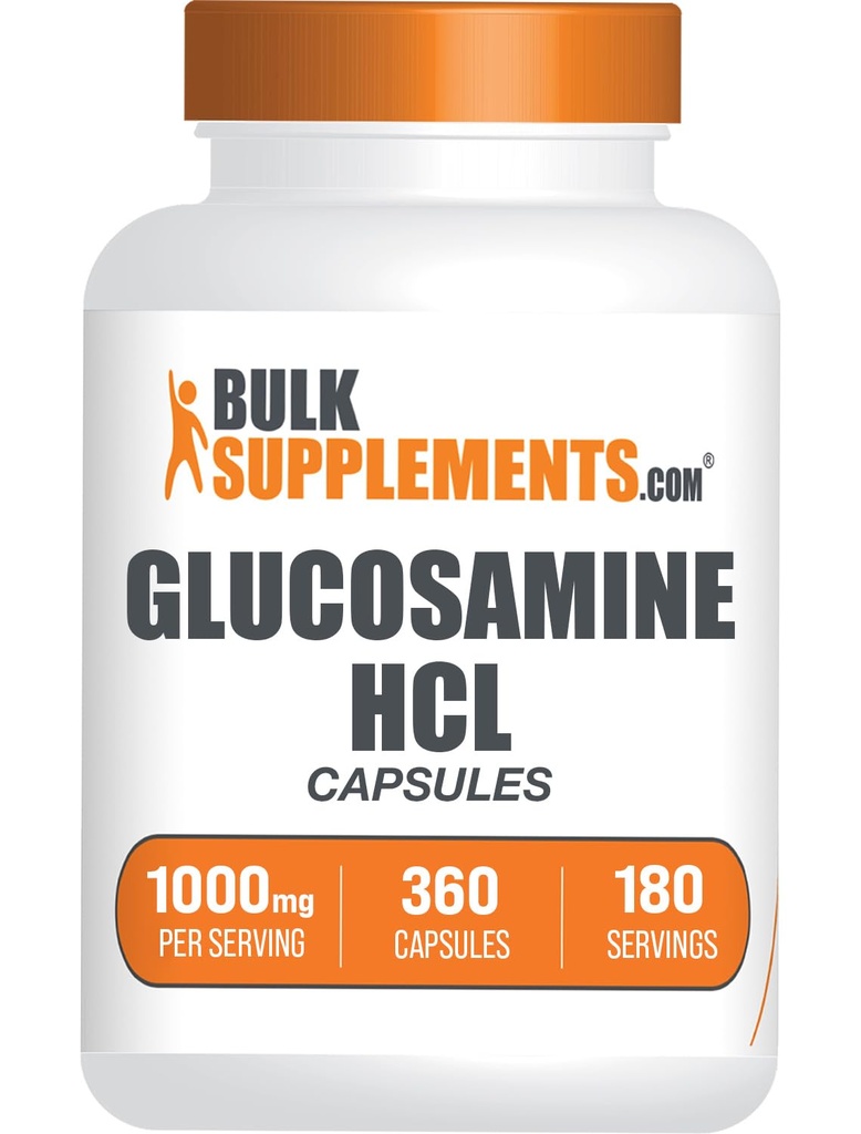BulkSupplements.com Glucosamine HCl Capsule - Integratore Glucosamina, Integratore Nutritivo - Gluten Free, 2 Capsule per Serving, 360 Count (Pack of 1)