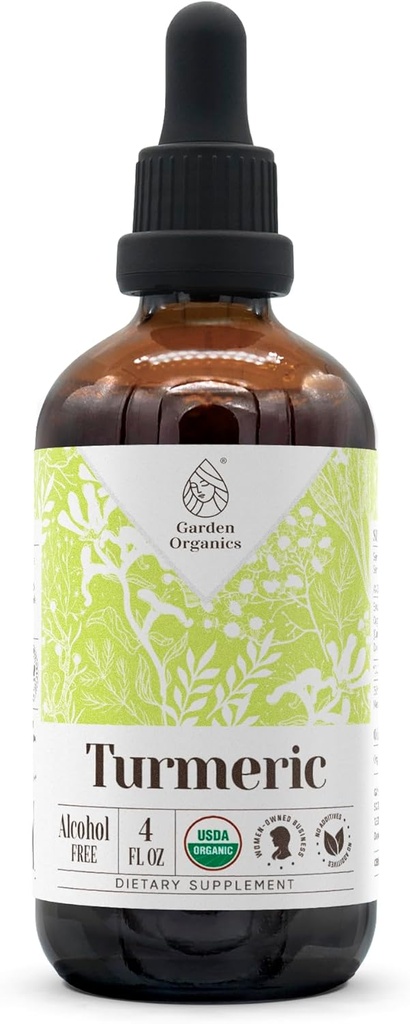Estratto privo di alcol organico currico USDA | Supplemento dietetico, Tintura ad alta potenza | Natural Certified Organic Turmeric (Curcuma Longa) Radice secca (4 oz)