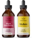 HERBAMAMAMA Kit di gocce liquide a base di erbe - Bundle di estratto di sambuco nero e foglia di mulino Tintura 4 fl oz - Vegan, Non OGM, Sugar & Alcohol-Free - 2 Pack