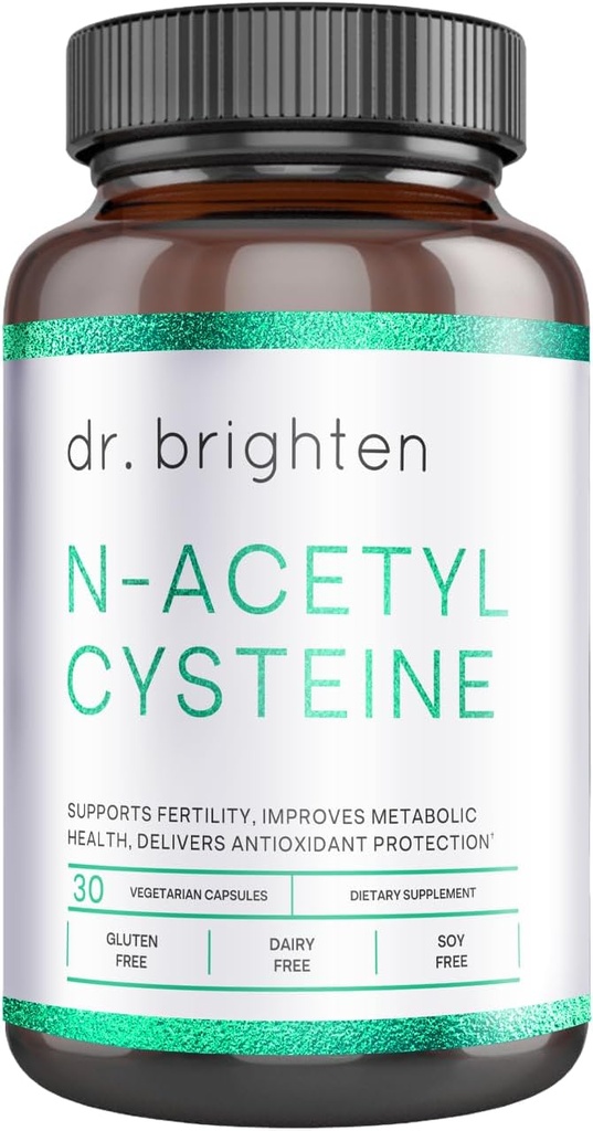 Dr. Brighten N-Acetyl-Cysteine (NAC) — Potente Glutathione Precursor Aminoacido Supplemento per la detossificazione ottimale, funzione immunitaria e PCOS — 30 capsule