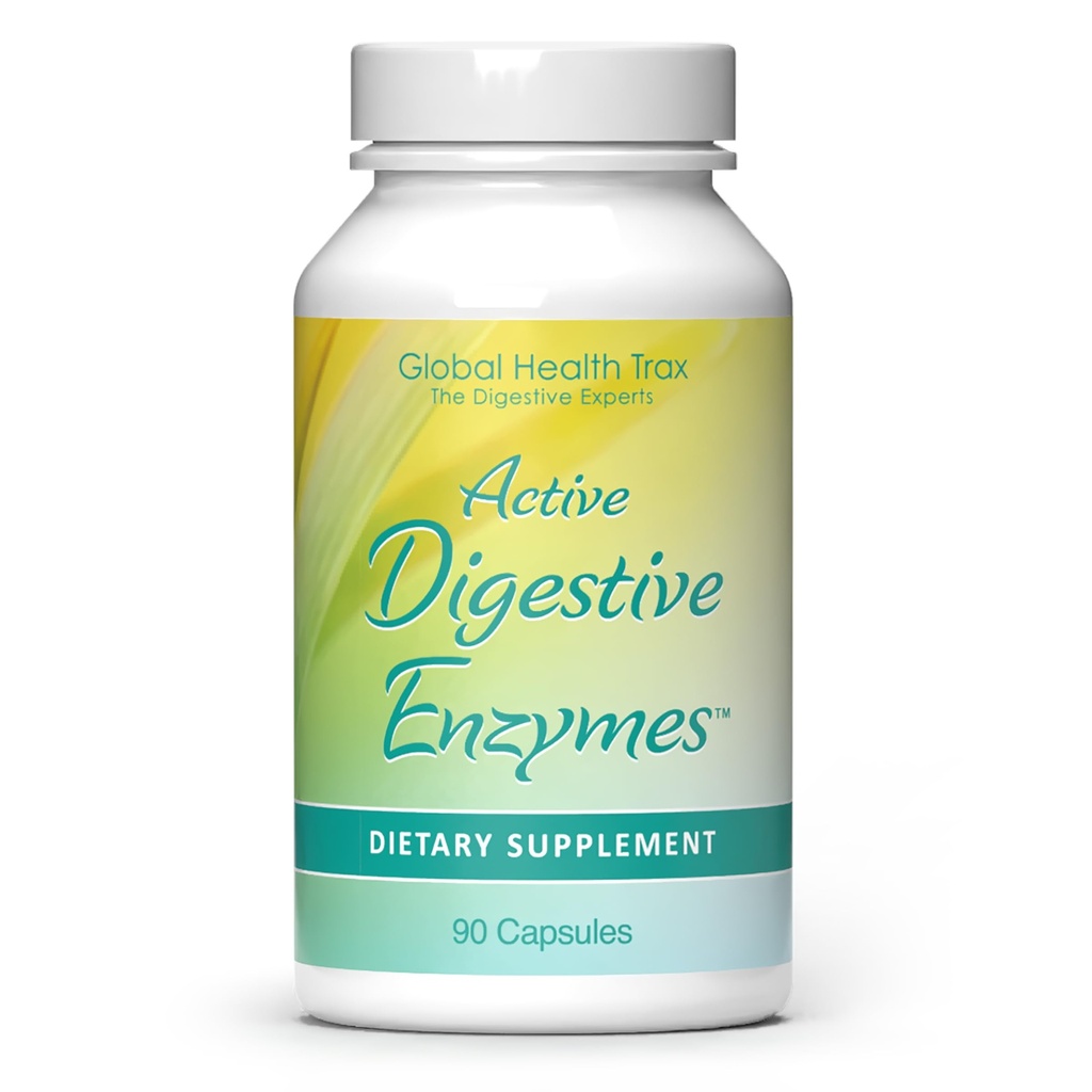 Global Health Trax - Integratore di enzimi digestivi attivi, 90 capsule - Supporto digestivo completo con enzimi per promuovere la digestione sana per gli uomini e le donne
