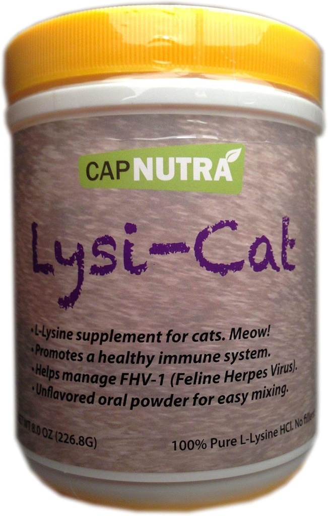 Lysi-Cat Lysine Supplemento per gatti, 8 once. Canister, 500 Serve, Supporta un sistema immunitario sano, Scoop gratuito Incluso!