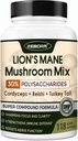 Leoni Mane Supplemento capsule - Integratore di funghi con Lions Mane, Cordyceps, Reishi, Tail Turchia, Shiitake - Lions Mane Supplemento per la memoria, Focus & Immune Support - 118 Vegan Mushrooms Capsules