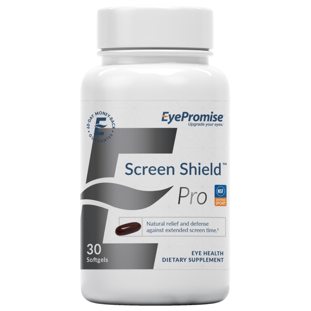EyePromise Screen Shield Vitamina - 30-Count, 30-Day Supply - Supplemento occhi con Omega 3s, Zeaxanthin, Lutein, Bilberry, Zinc & Vitamins for Tired, Strained Eyes