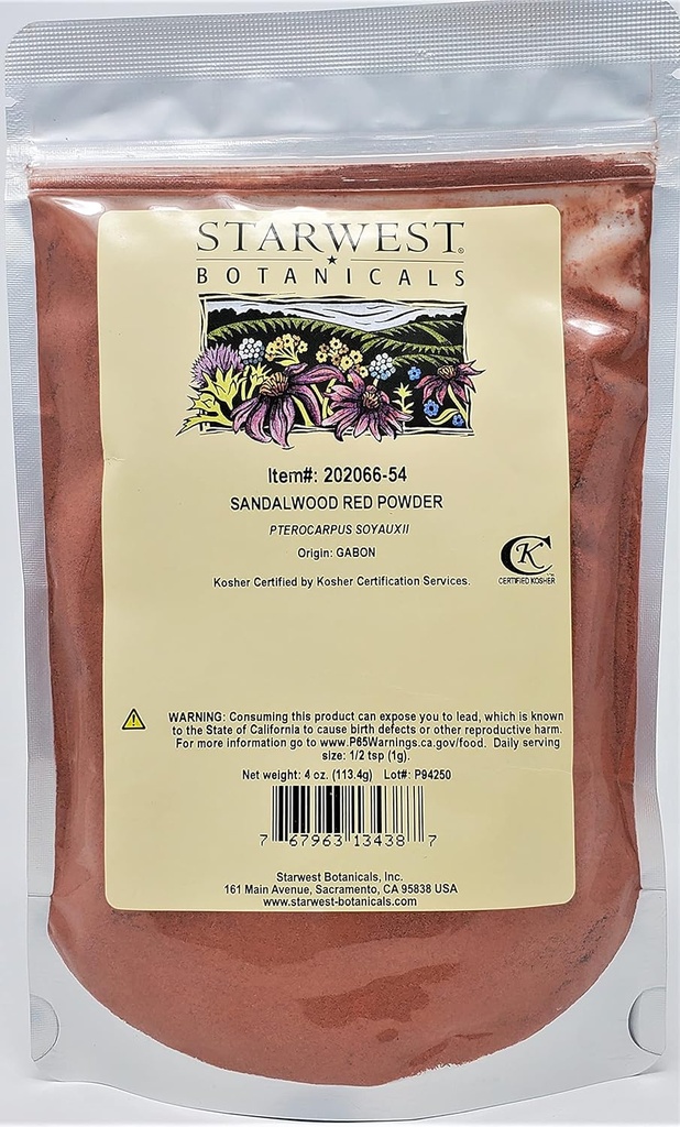 Polvere di Sandalo rosso degli botanici di Starwest, 4 once