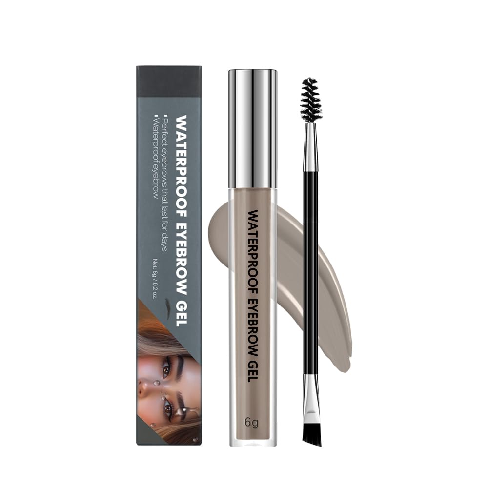 Gel di sopracciglio impermeabile, formula di prova di mudge di lunga durata di asciugatura rapida per la creazione di Brows naturali di aspetto, facile applicazione per tutti i tipi di pelle (grigio fumo, grande)