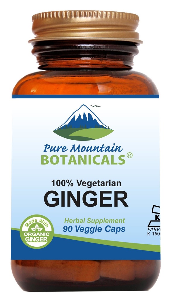 Pure Mountain Botanicals Ginger Capsule - Kosher Vegan con 1000mg Organic Ginger Root Supplemento