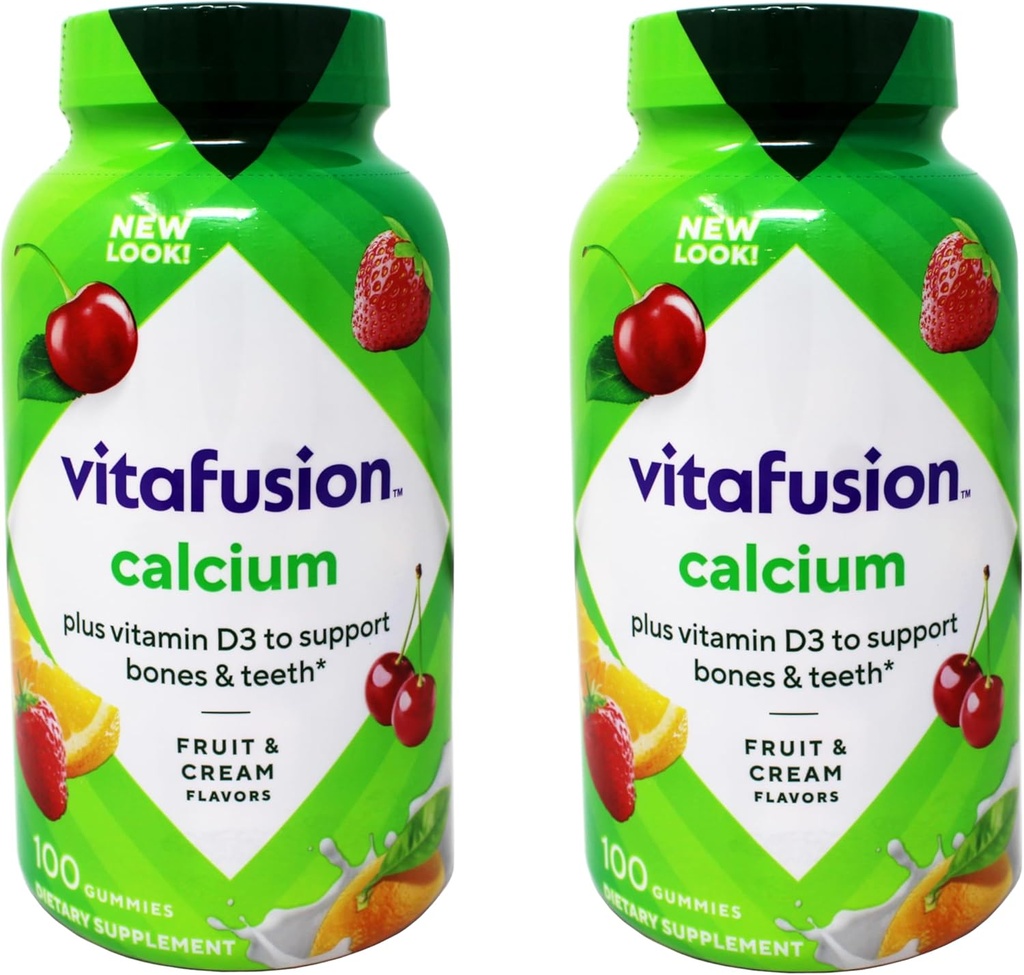 VitaFusion Calcium con Vitamina D3 - 2 100 Conte Bottiglie - 200 Gummies Totale