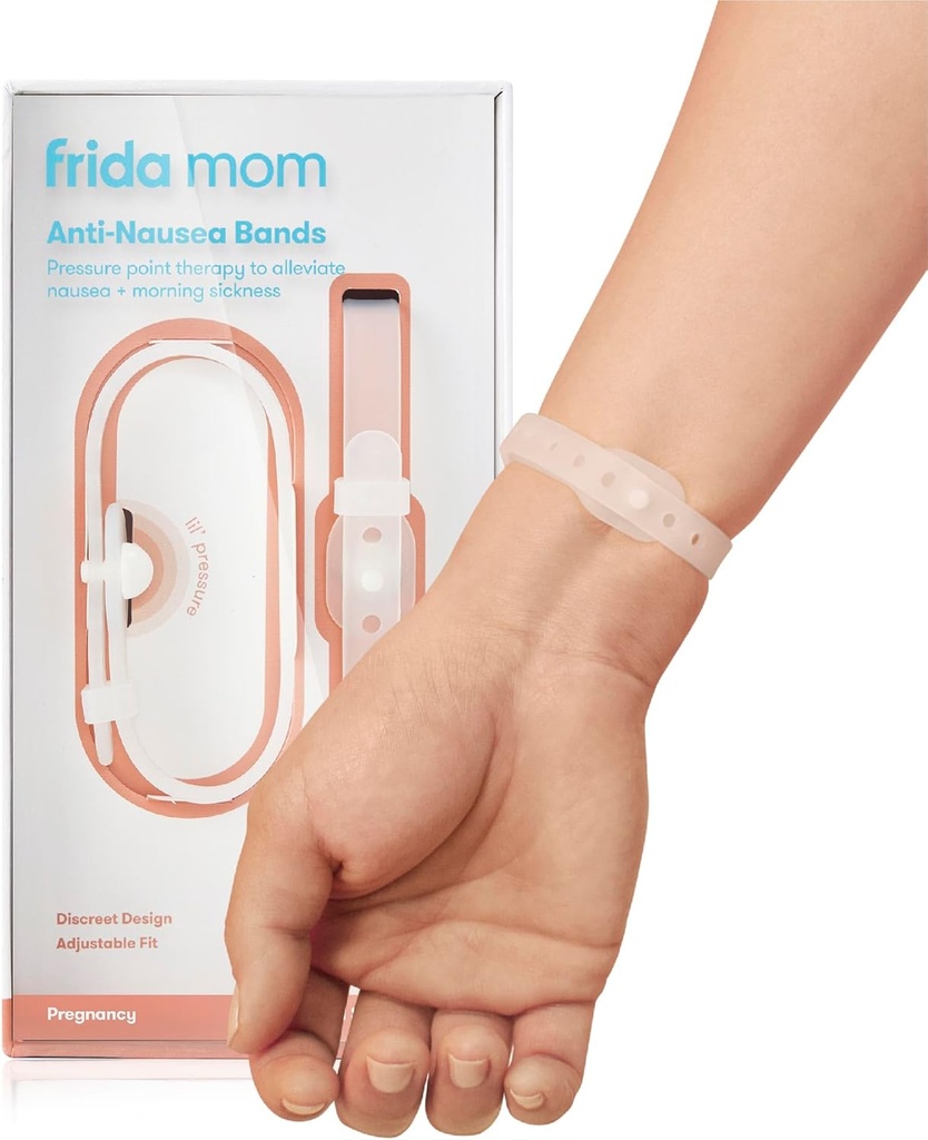 Frida Mom Nausea Bands for Morning Sickness Relief, Supporto 24/7 attraverso la terapia punto pressione, Include 2 bande e custodia di stoccaggio