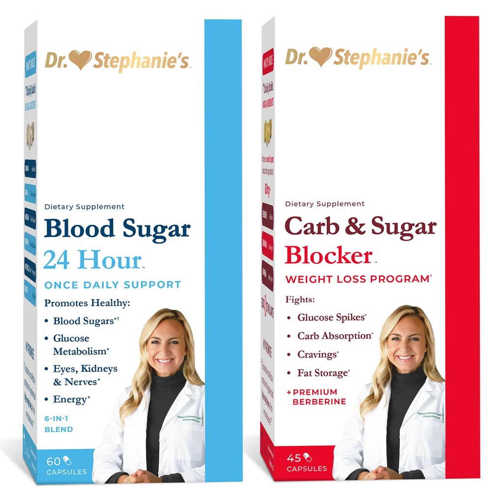 Dr. Stephanie's Bundle Pack - Supporto 24 ore + Carb & Sugar Blocker - Supplemento giornaliero