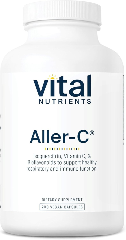 Vital Nutrients Aller-C | Vegan Respiratory and Sinus Function Support*| Isoquercitrin, Bromelain, Bioflavonoids, & Vitamina C | Gluten, Dairy, Soy Free Supplement | 200 Capsule