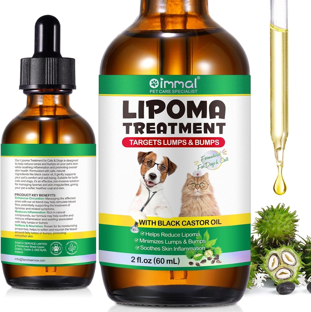 Lipoma Trattamento obiettivi Guardia per cani Lumps e Bumps 2 fl.oz, Lipoma Trattamento per cani Gatti, Soften Fatty Lumps & Bumps, Olio di ricino per animali, Supplementi Lipoma Riduzione, Supporto immunitario