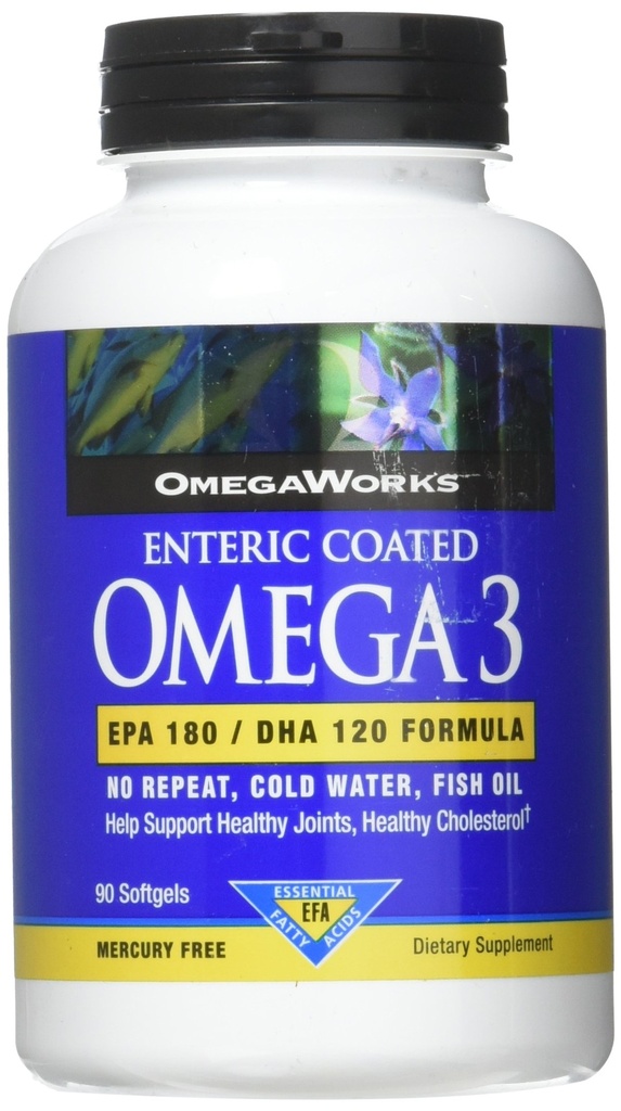 OmegaWorks Super Omega 3, EPA / DHA acidi grassi, Giunti sani, Enteric Coated 90 softgels, 90 porzioni