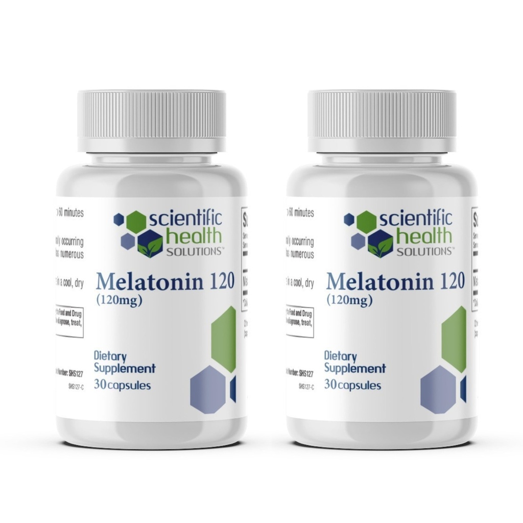 Melatonina 120mg | Melatonina mono-polvere in capsule Easy-to-Swallow | Vegan, Non-GMO & Gluten-Free | US-Made Extra Strength (2-Pack)