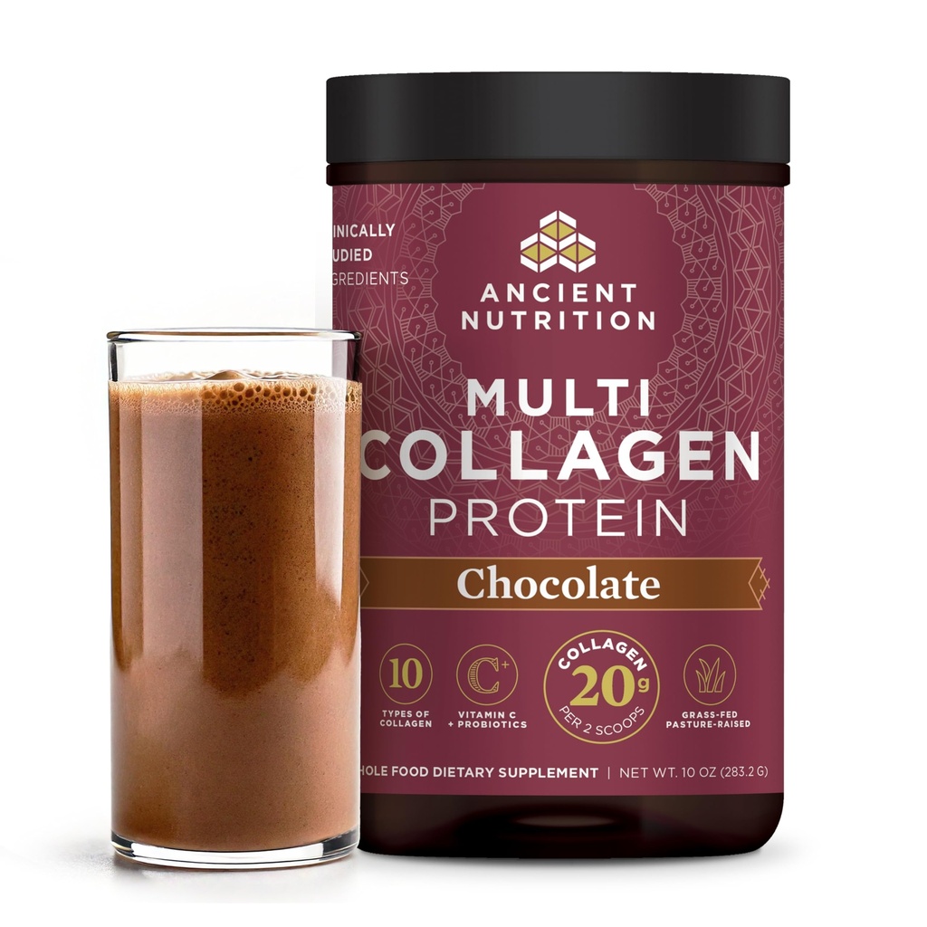 Antica Nutrition Collagen Peptides Polvere, Multi Collagen Protein, Donne & Uomini, Vitamina C, Probiotici, Collage idrolizzato, Supporta pelle, Giunti, Salute Gut, Cioccolato, 24 Serve