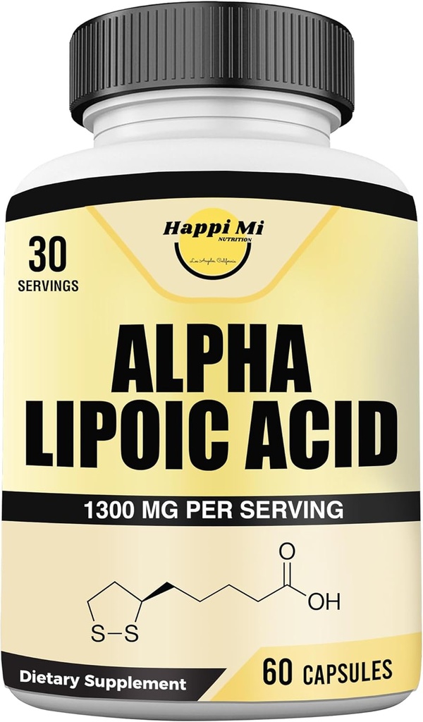 Acido lipoico alfa capsule 1300mg per porzione - 30 Serve per bottiglia - Antiossidante Supporto per la salute generale