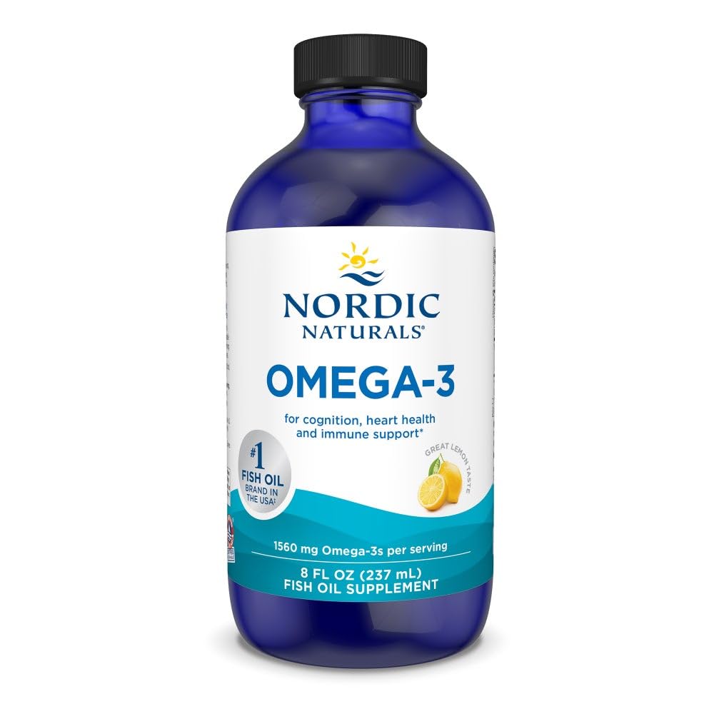 Nordic Naturals Omega-3, Limone Flavor - 8 oz - 1560 mg Omega-3 - Fish Oil - EPA & DHA - Supporto immunitario, Brain & Heart Health, Optimal Wellness - Non-GMO - 48 Serve