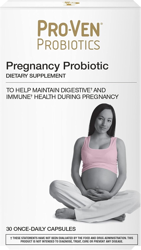 Probiotico prenatale per le donne con vitamina C & Calcium | Pregnancy & Breastfeeding Support | Salute Digestiva e Immune | Sicuro per la mamma e il bambino | 30 capsule vegetariane | Gluten & Lactose Free