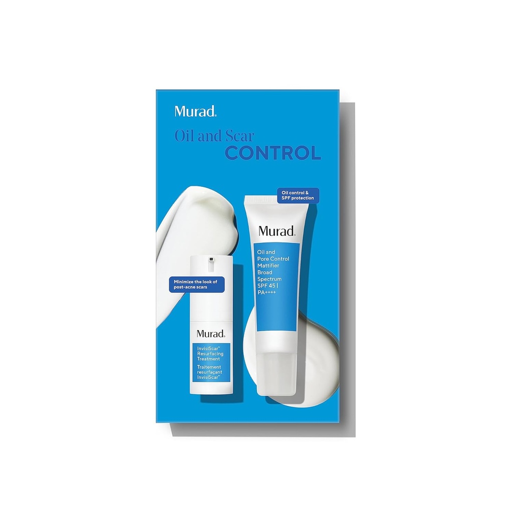 Set di valori di controllo dell'olio e della cicatrice Murad - Set di 2 pezzi a grandezza naturale $87 Valore - InvisiScar & Oil Pore