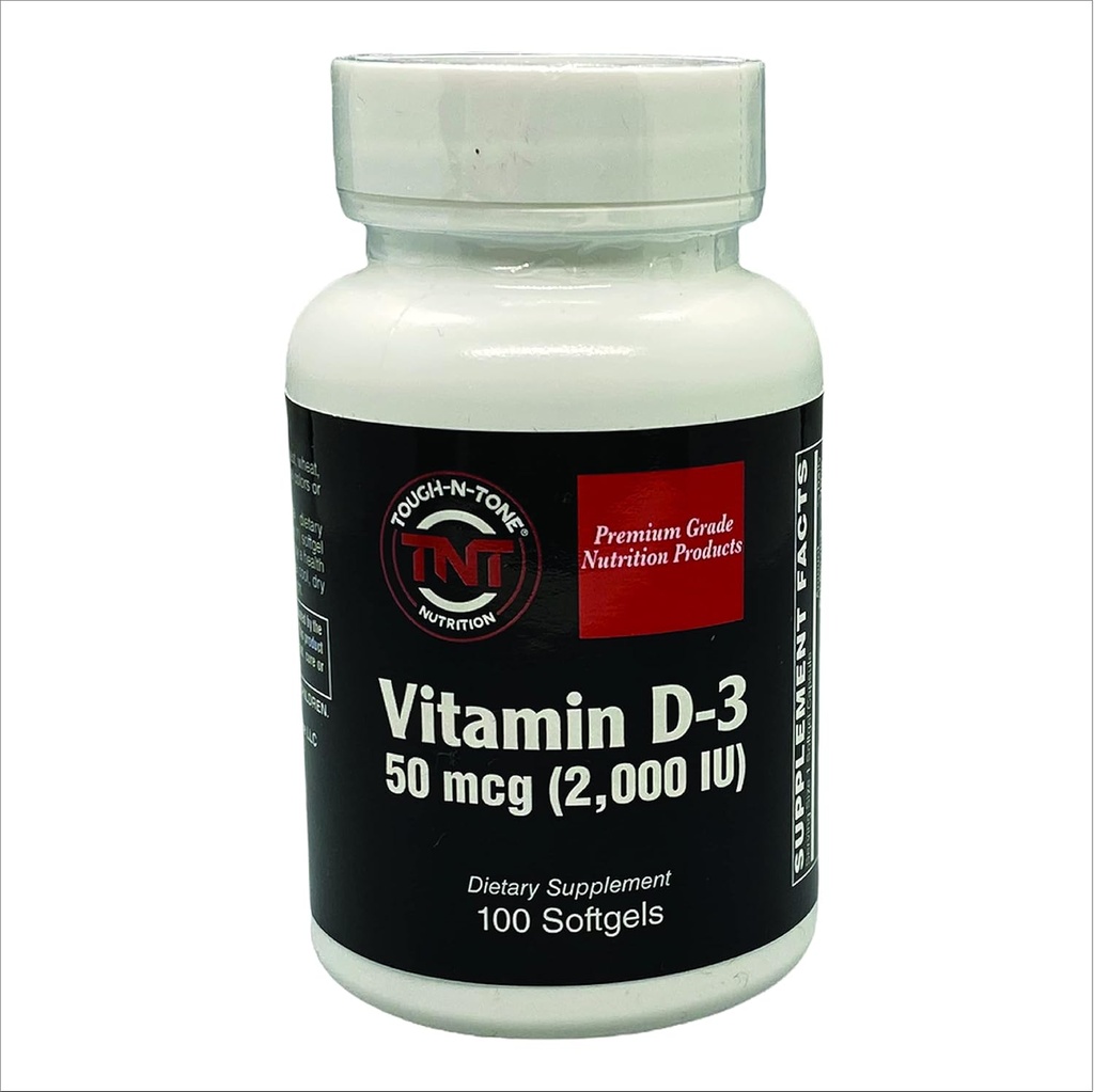 TOUGH-N-TONE Premium Grade Vitamina D-3, 2000 IU (cholecalciferol), una forma altamente biodisponibile di vitamina D, in un Gel Morbido facile da ingoiare.