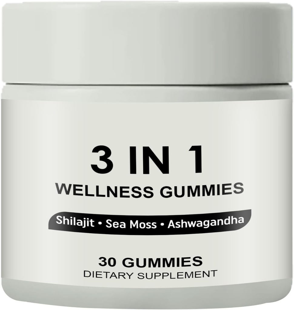 3 in 1 Gummies, 3 in 1 Shilajit Gummies per gli uomini, Pure Shilajit Wellness Gummies(Shilajit + Sea Moss + Ashwagandha), Shilajit Gummies per gli uomini, Non OGM