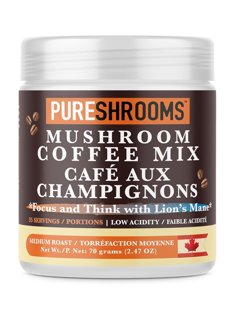 Focus & Think Instant Mushroom Coffee con Ultra Concentrated Lion's Mane Mushroom Extract for Brain Boost - Migliorare la concentrazione, la chiarezza e la concentrazione - Net Wt. 70g/2.47 oz