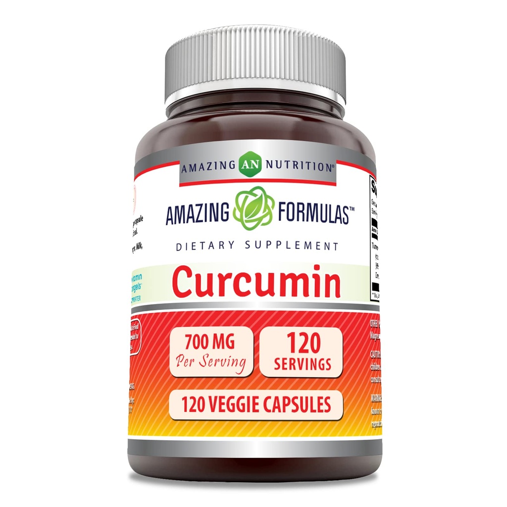 Incredibile Formulas Curcumin Supplemento | 700 Mg | 120 capsule vegetali | Estratto di radice di curcuma | Non-GMO | Gluten Free | Made in USA
