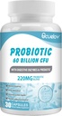 Probiotici 60 miliardi di CFU con 10 Strains & 3 Prebiotici Organici, Integratore di Probiotici per Donne Uomini Supporta Metabolismo, Immunità e Salute Digestiva, Non OGM & Gluten Free,30 Capsule
