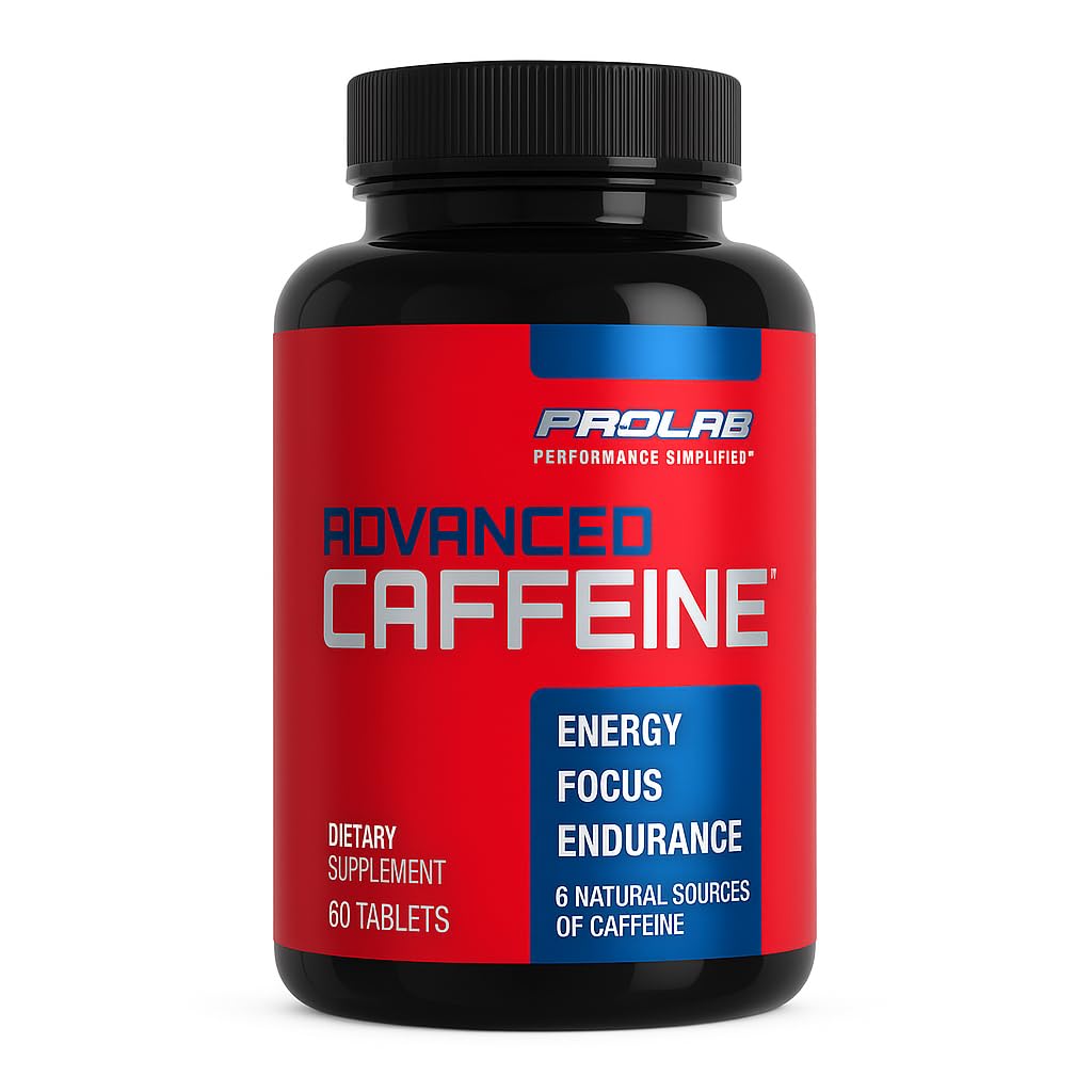 ProLab Nutrition Advanced Caffeine 200mg, Compresse di caffeina naturale ad azione rapida con Estratto di tè verde, Energia pulita, Focus mentale (60 Conteggio (Pack of 1))