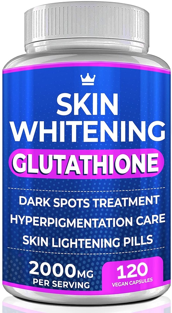 Glutathione Whitening Pills - 120 Capsule 2000mg Glutathione - Efficace Skin Lightening Supplement - Dark Spots, Melasma & Acne Scar Remover, Hyperpigmentation Treatment - Antiossidante Antiinvecchiamento
