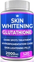 Glutathione Whitening Pills - 120 Capsule 2000mg Glutathione - Efficace Skin Lightening Supplement - Dark Spots, Melasma & Acne Scar Remover, Hyperpigmentation Treatment - Antiossidante Antiinvecchiamento