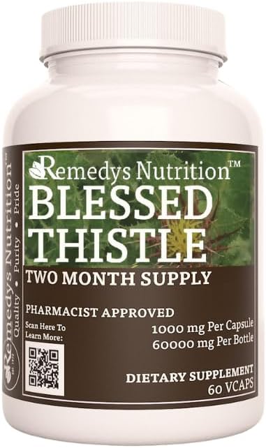 Nutrizione di Remedy Beato Thistle | 1.000 mg, 60 Vegan Capsules Integratore alimentare di erbe | Fornitura di due mesi