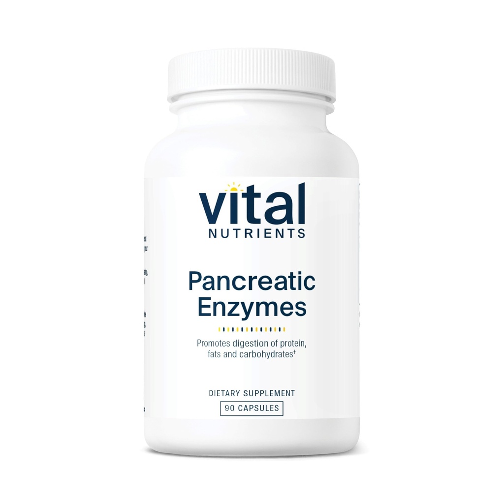 Vital Nutrients Pancreatic Enzymes 1000mg (Full Strength) | Pancreatin Digestion Supplement con Protease, Amylase & Lipase | Enzimi Digestivi | Gluten, Dairy e Soy Free | 90 Capsule