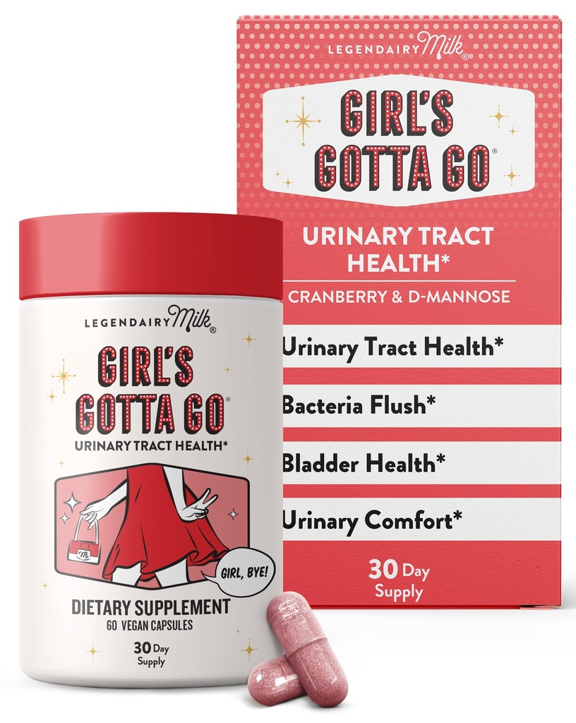 Legendairy Milk Girl Gotta GoTM - UTI Support Supplemento - Urinary Tract Health for Women - UTI Relief for Women with Sugar-Free Cranberry and D-Mannose, 30 Serve
