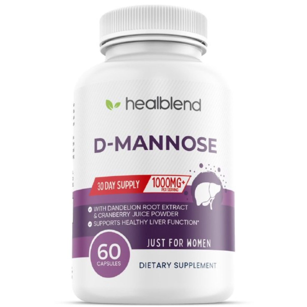 D-Mannose 1000mg capsule con polvere di succo di mirtillo, estratti di ibisco e di dadelion - fornitura di 30 giorni per la salute del tratto urinario