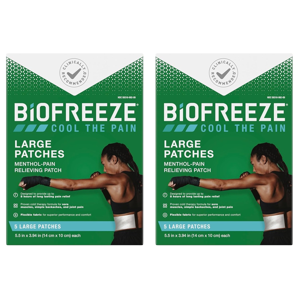 Pain Relief Patches, Artrite Pain Reliver, Knee & Lower Back Pain Relief Patch, Sorrisore del muscolo, Rilievo del dolore del collo, 2 Pack (5 Biofreeze Menthol Patches)