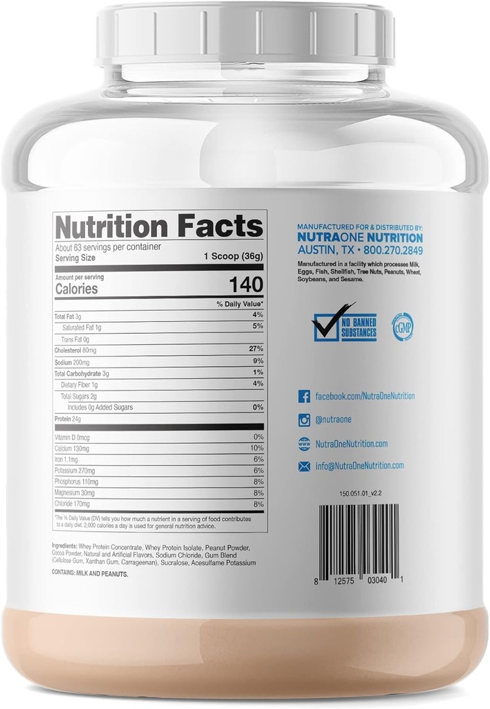 NutraOne ProteinOne Whey Protein Promuovere il recupero e costruire il muscolo con una proteina Shake Polvere per gli uomini e le donne (Coccolato PB Cup, 5 LB)