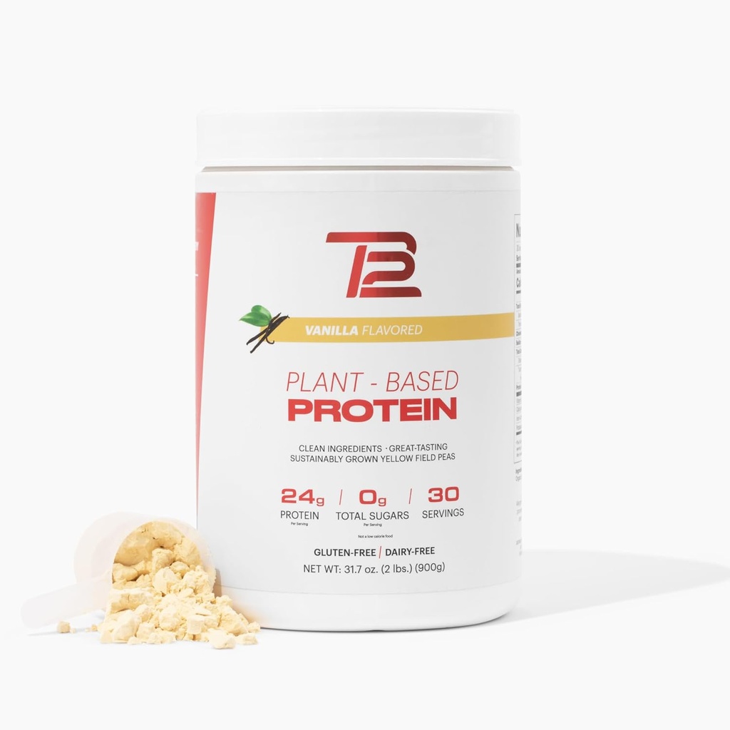 TB12 polvere proteica a base vegetale di Tom Brady, 24g di proteine di Pea Vegan, basso zucchero, basso carbo, non OGM, sostituzione del melo, Keto Friendly, Paleo, senza zucchero, aroma di Vanilla (30 Servings/2.12lbs)