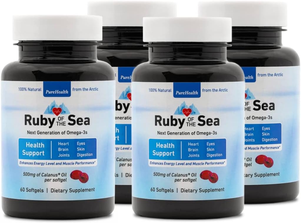 Integratore di olio marino - Tutti Natural Calanus Oil, Astaxantina, Omega-3 e acidi grassi - Integratori nutrizionali di salute del cuore e del cervello - 4 Pack