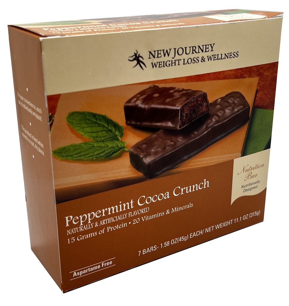 Peppermint Cocoa Crunch Bar - New Journey Weight Loss & Wellness - High Protein Nutrition Bar (7 bar/box)