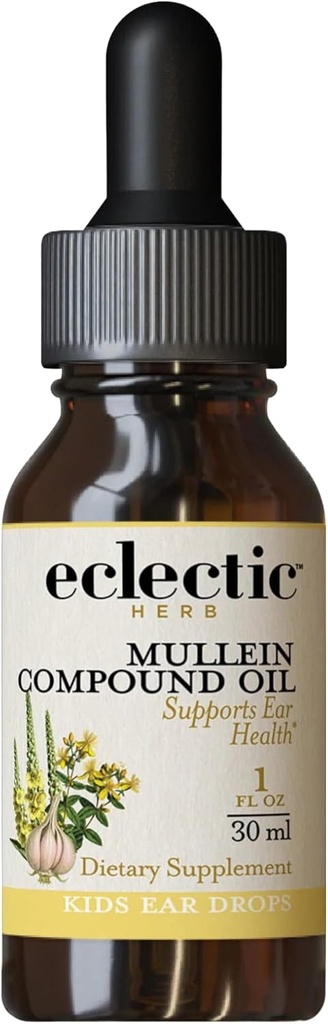 Eclettico Herb - Mullein Compound Oil Kids | Supporta la salute dell'orecchio | Non-GMO, senza glutine (1 fl oz | 30 ml)