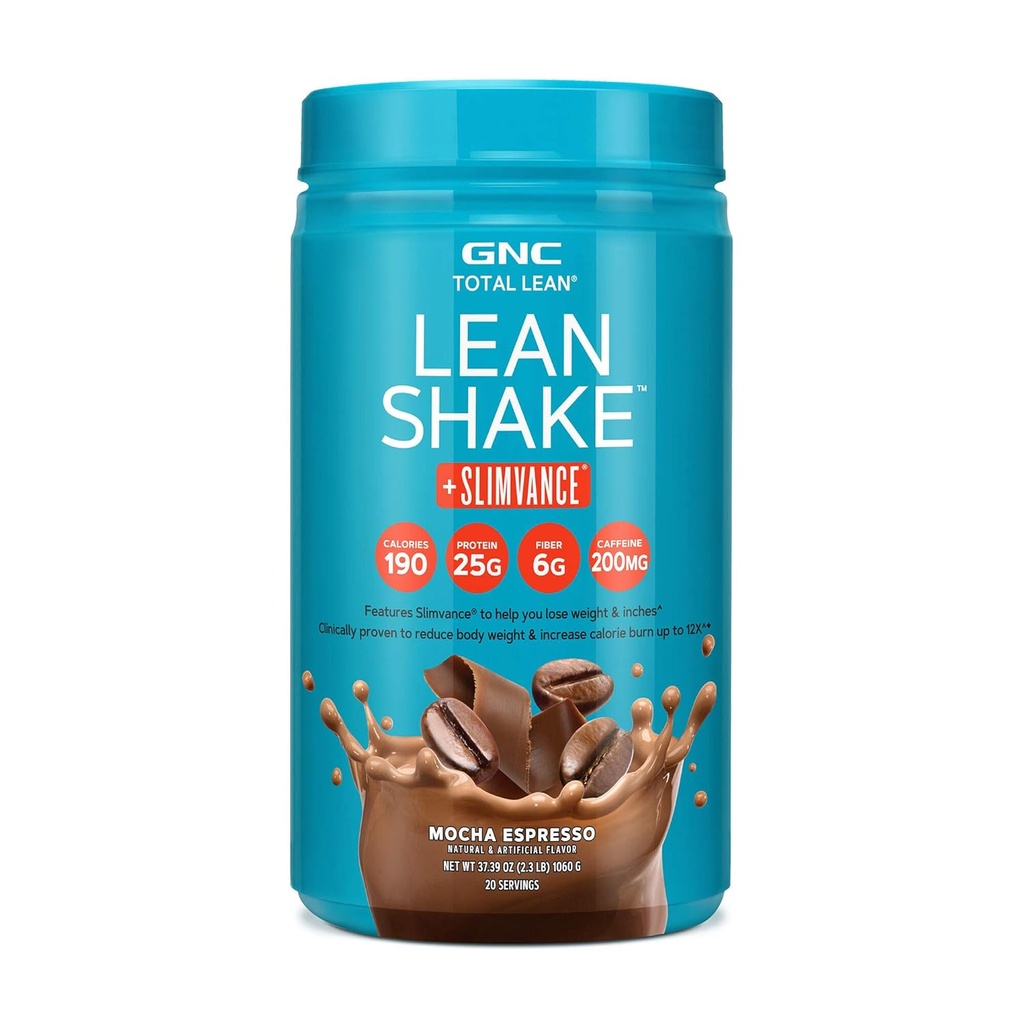 GNC Total Lean, Lean Shake + Slimvance, Polvere proteica di perdita di peso con 200 mg di caffeina, Mocha Espresso, 20 Serve