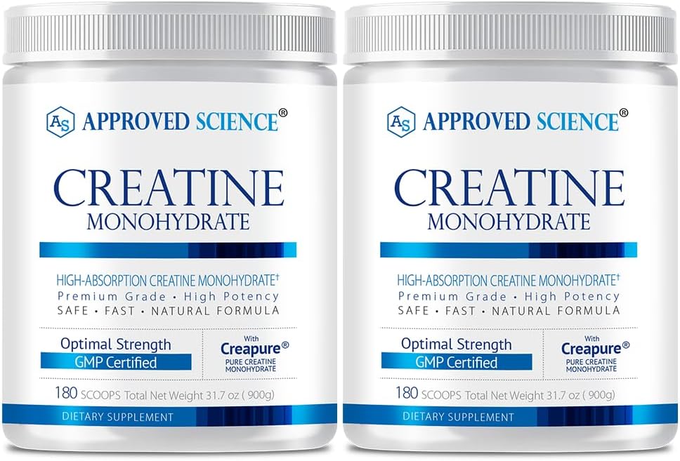 Polvere Monoidrato di Creatina di Scienza approvata con BioPerine - Supporta la crescita muscolare magra e il recupero - 360 Serve - 5000mg Per Serving - Non aromaed - Non-GMO, Vegan